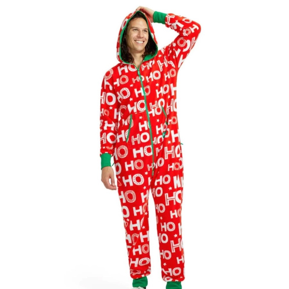 NEW🎅🏼 Adult Unisex Tipsy Elves Ho Ho Ho Christmas Jumpsuit Holiday Onesie - Picture 6 of 11